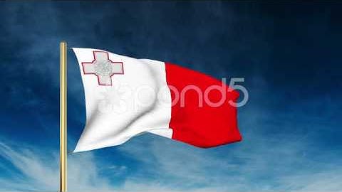 Malta Flag Slider Style. Waving In The Win With Cloud Background Animation