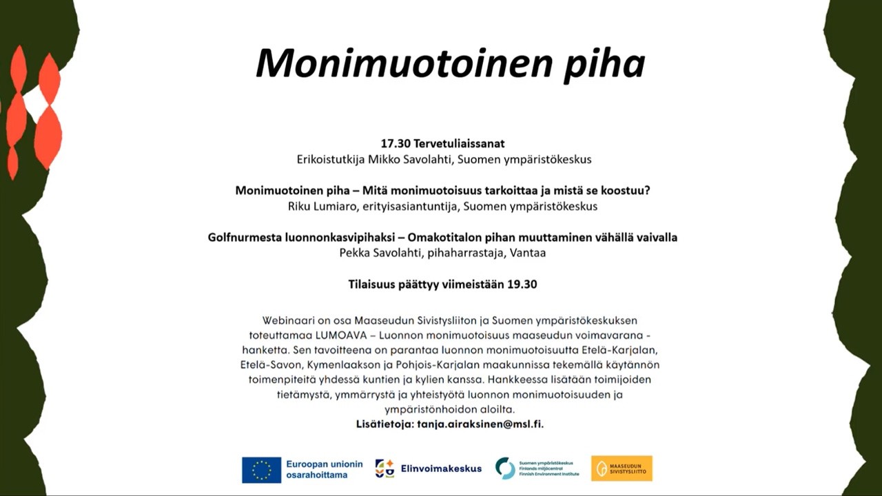 Monimuotoinen piha -webinaari 18.2.2026