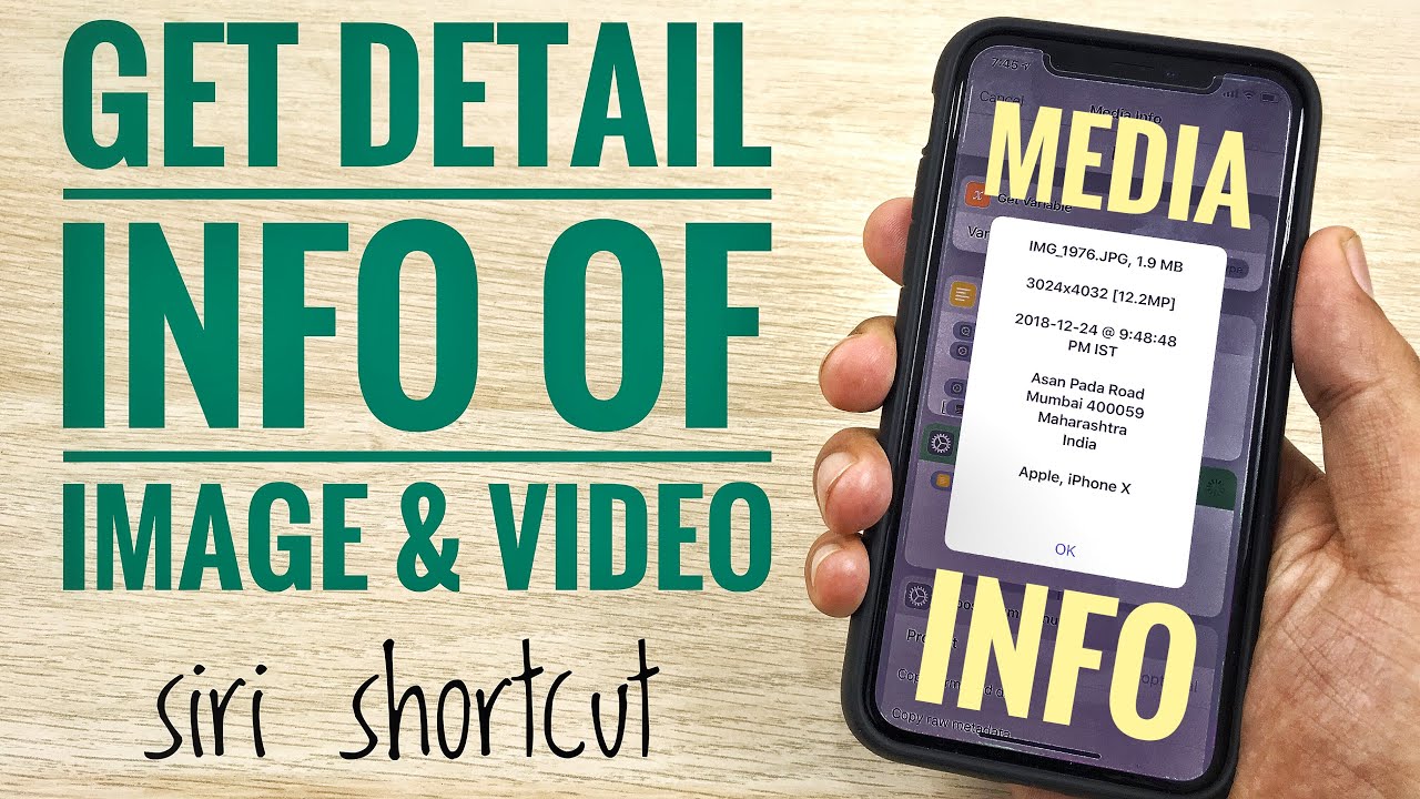 How To Check Details Of Photo And Video On Iphone Siri Shortcut Media Info Youtube