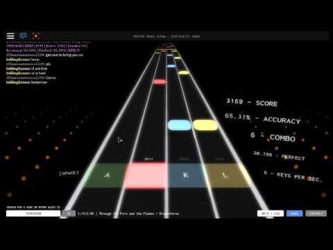 Through The Fire And Flames On The Roblox Knockoff Guitar Hero Youtube - flaming lol roblox