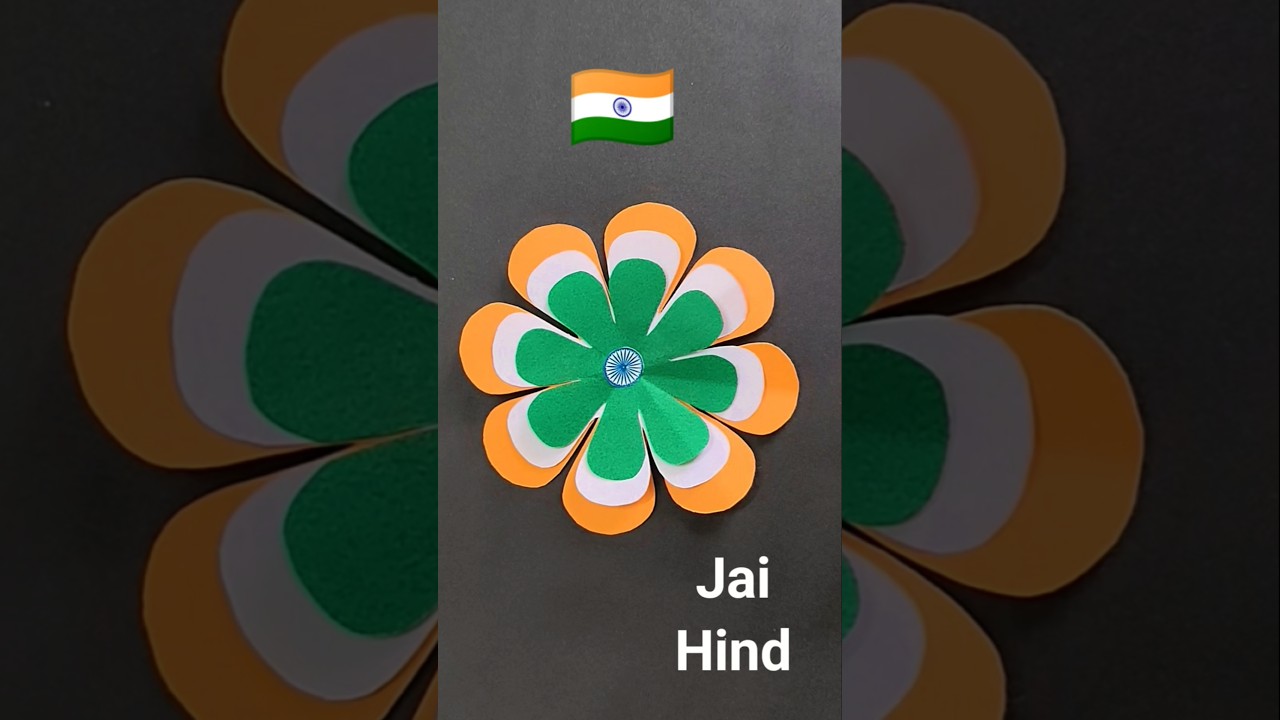 Easy Tricolour Flower Making ✂️🇮🇳 | Indian Flag Colour Flower Craft 💚🤍🧡