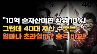 &quot;10억 순자산이면 상위 10%! 그런데 40대 자산 수준은 얼마나 초라할까? 충격 비교!&quot;