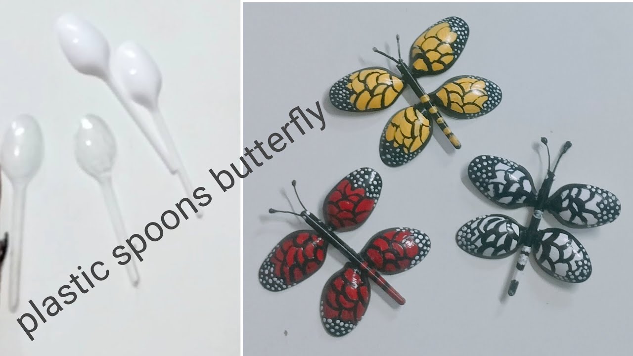 How to make easy simple plastic spoons butterfly craft idea DIY