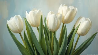 Soft white tulips for a calm and aesthetic background ambiance. 🌷🤍 screenshot 3
