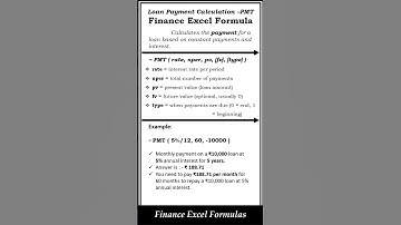 Loan Payment Calculation in Excel Using PMT Formula  | Excel Tips #shorts