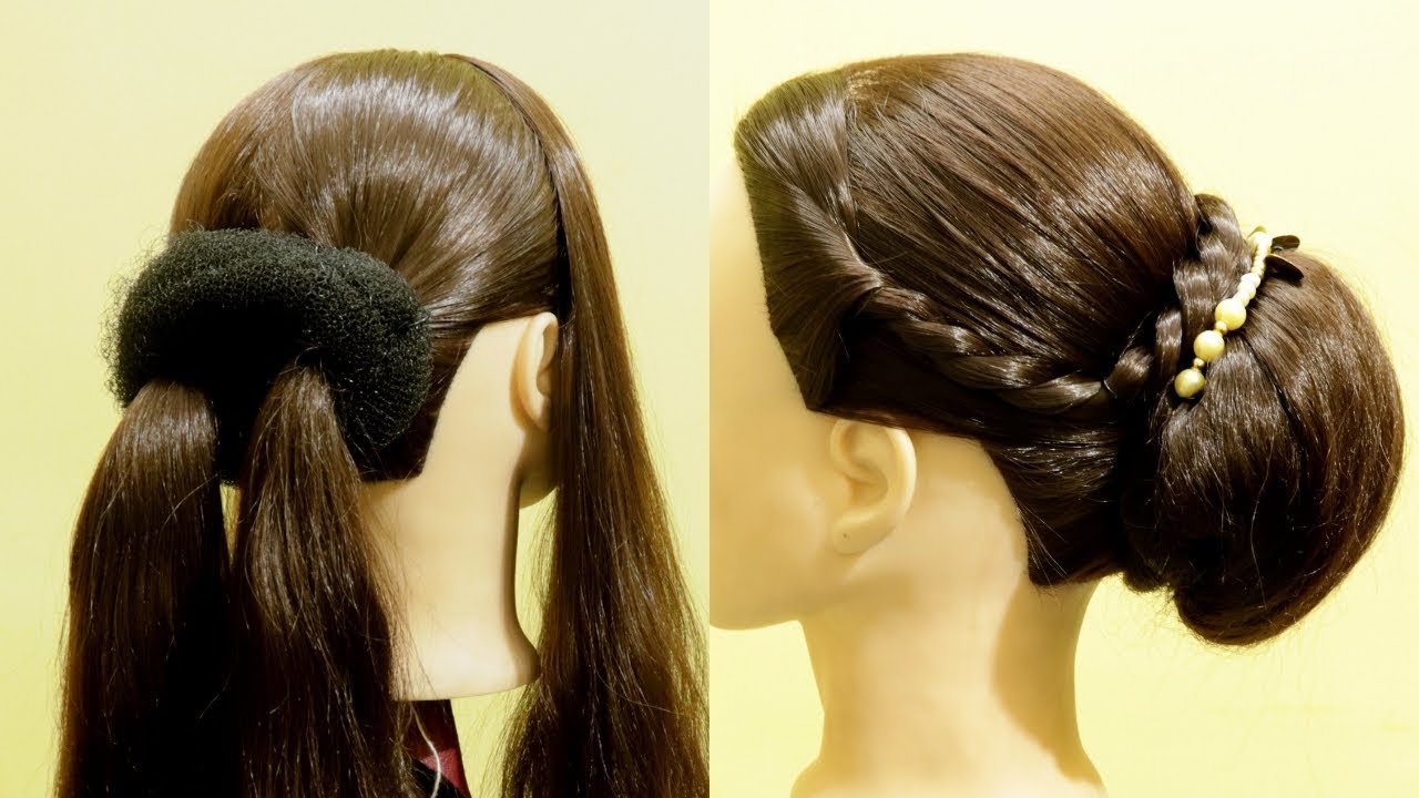 New french bun hairstyle with using Clutcher  Beautiful 