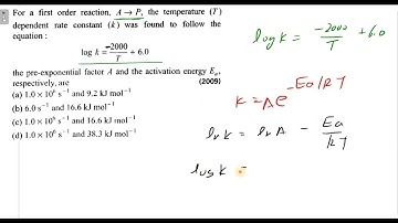 For a first-order reaction, A → P, the temperature (T) dependent rate constant (k) was found to foll