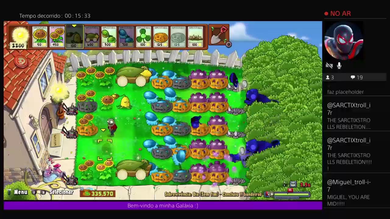 Jogando PvZ replanted
