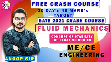 Lec 10 I Concept Of Stability Of Floating Bodies I GATE 2021 Free Crash Course I ME & CE