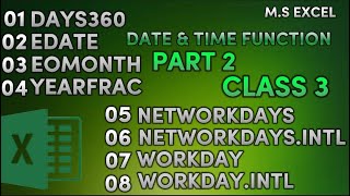 Date and Time Functions in Microsoft Excel - For Beginners Past-2 Class-3 ||#excel