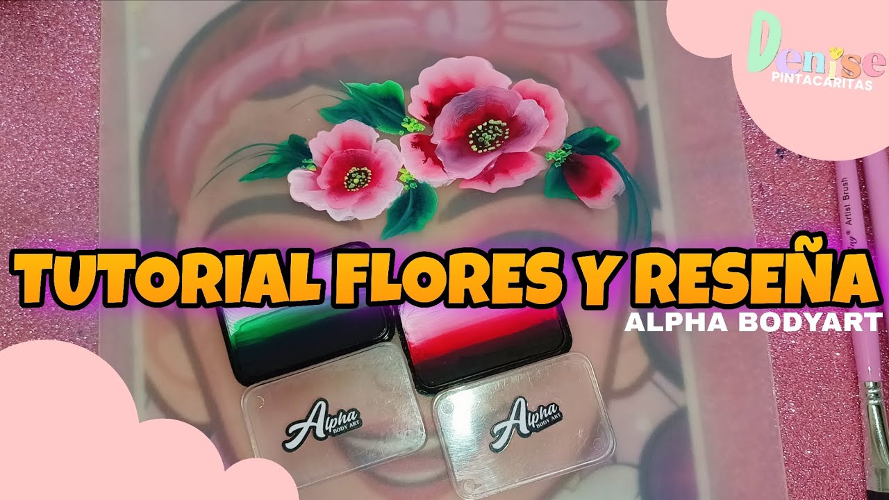 Tutorial de flores para pintacaritas/facepainting con maquillaje acuarelable de Alpha bodyart 