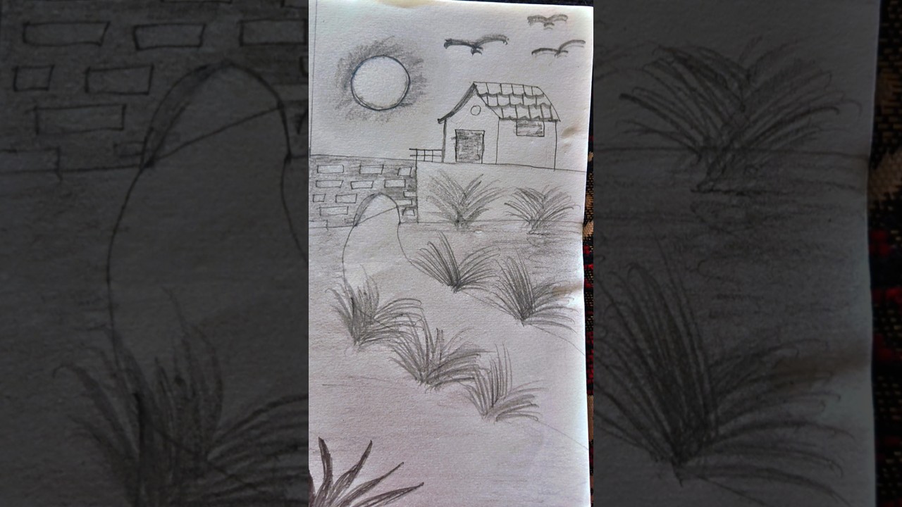 Easy Village Scenery Drawing | How to make hut | Rangify Art