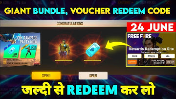 FREE FIRE REDEEM CODE TODAY | FF NEW REDEEM CODE | RAMPAGE PARTY REDEEM CODE | BUNDLE REDEEM CODE
