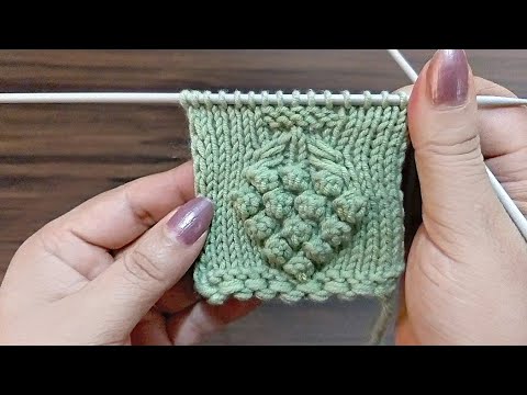 अंगूर बुनाई डिज़ाईन, Grape Motif Knitting Pattern/ Bobble/Popcorn Knitting