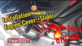 INSTALLATION  OF  ENGINE COVER   SLIDER | Honda Supra-GTR 150🏍