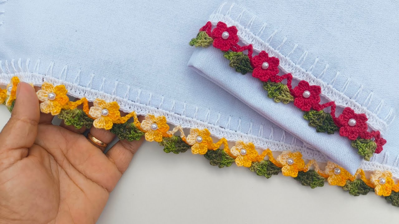 BICO DE CROCHÊ PARA PANO DE PRATO - BICO DE CROCHÊ ENCANTO FLORAL 