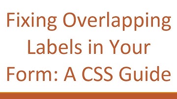 Fixing Overlapping Labels in Your Form: A CSS Guide
