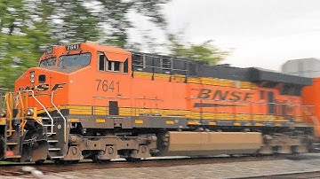 CSX Autorack Train With EMD SD40-3 and BNSF Power  4K  UHD