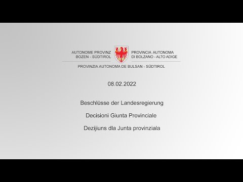 Decisioni Giunta Provinciale - 08.02.2022
