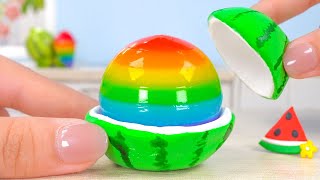 Coolest Miniature Rainbow Jelly Decorating 🌈 Sweet Miniature Watermelon Dessert Ideas 🍉 Tiny Cakes