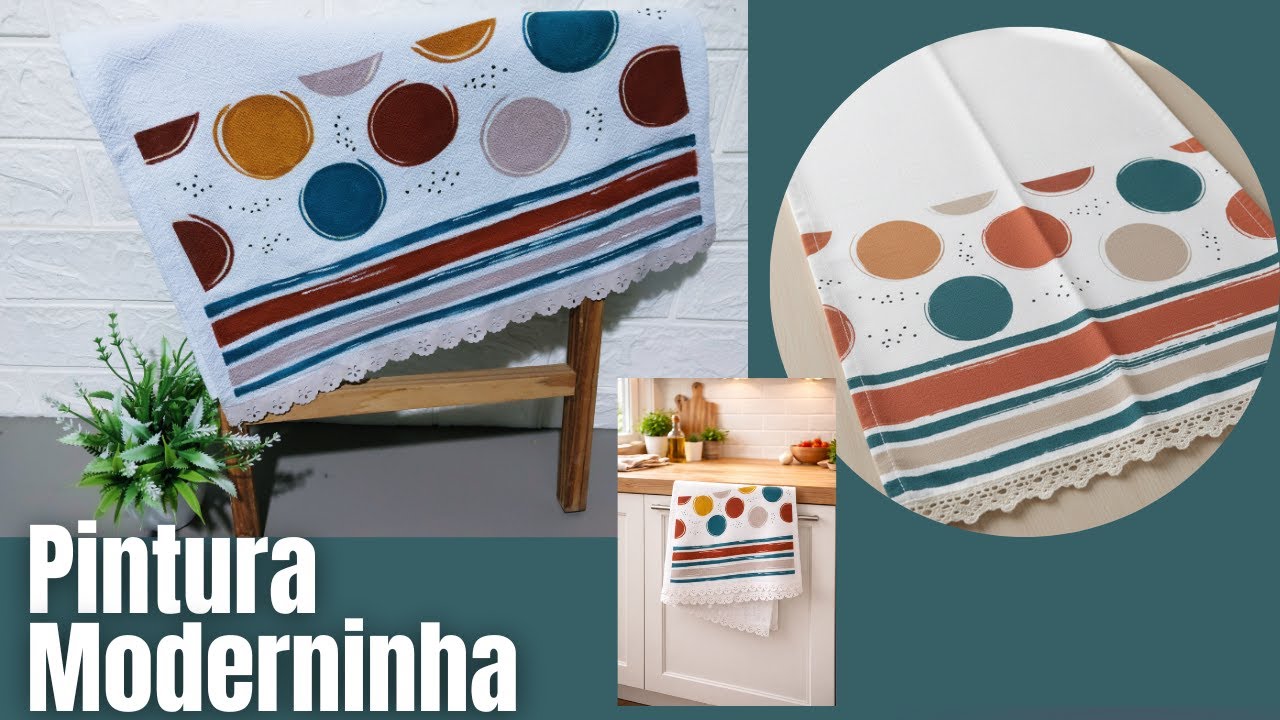 PINTURA MODERNINHA EM PANO DE PRATO - 01