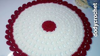 مفرش كروشيه 2021دائري سهل للمبتدئين تكرار سطرين +عمل الإطار أو الحواف مع شرح مفصل crochet doily