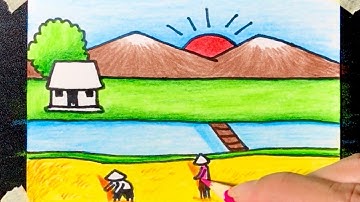 Cách vẽ tranh đề tài phong cảnh ĐƠN GIẢN mà ĐẸP | how to draw scenery for beginner