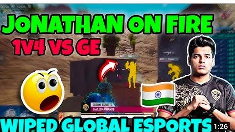 Jonathan 1v4 global esports 😱😱 Jonathan is on fire😍😍bgmi bmoc grind final