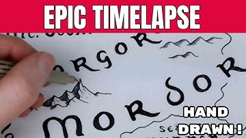 EPIC FANTASY MAP TIME LAPSE - Drawing Mordor (Lord of the Rings) - Cartography 2020