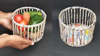 How to make newspaper basket | DIY basket out of newspaper | Easy newspaper craft