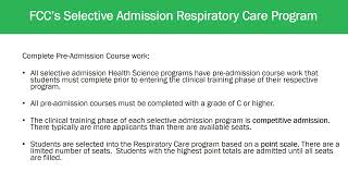 FCC Respiratory Care Program Information