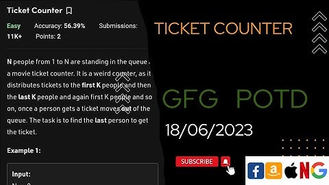 Ticket Counter || gfg || today potd ||18 june potd @gfg @CodeThurst