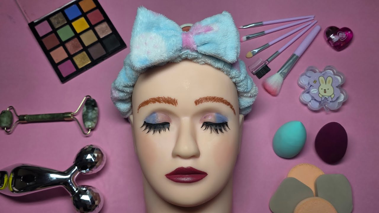 ASMR Makeup on Mannequin 🎭 (No Talking) | ASMR RUMI Kpop Demon Hunters Makeup 💋 🎀 Satisfying Videos