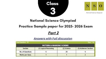 National Science Olympiad (NSO 2025-26) - Grade 3 Practice Paper (Part 2) Discussion