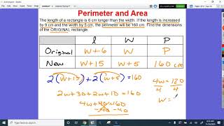 Perimeter and Area Word Problems with a Chart