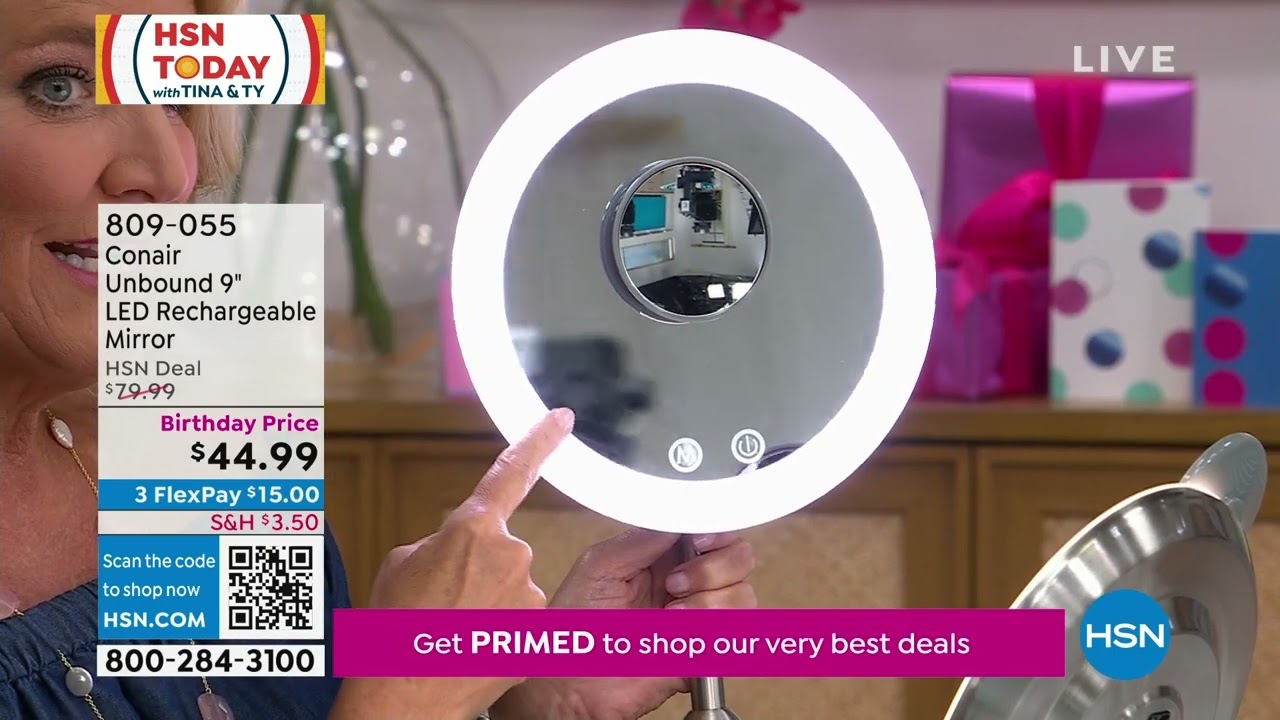 Conair Unbound 9 LED Rechargeable Mirror with USB Cord 