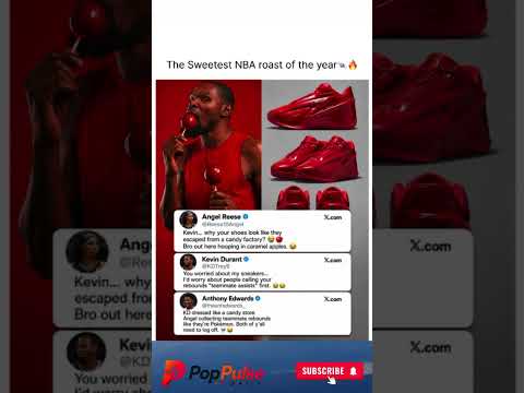 Angel Reese poking fun at Durant’s flashy red kicks, jokingly asking if they escaped from a candy f