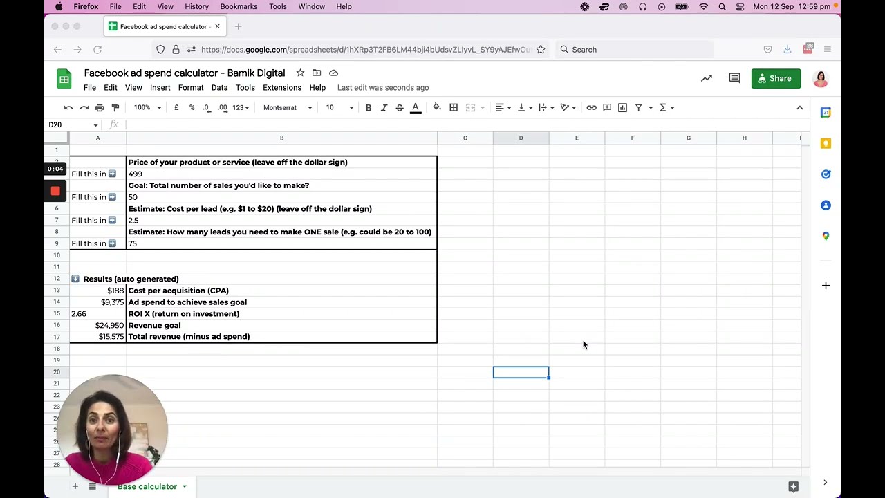 Facebook ad spend calculator Bamik Digital YouTube