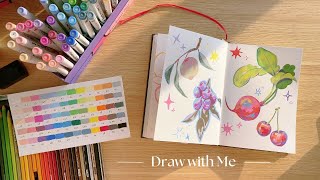 Sketchbook Diaries | Color studies, acrylic markers, fruits & veggies 🍎 (ASMR + Music)