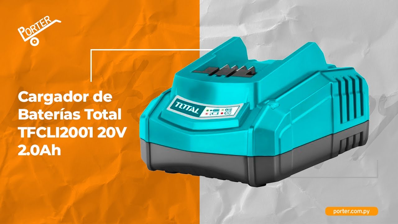 porter.com.py - Cargador de Baterías Total TFCLI2001 20V 2.0Ah