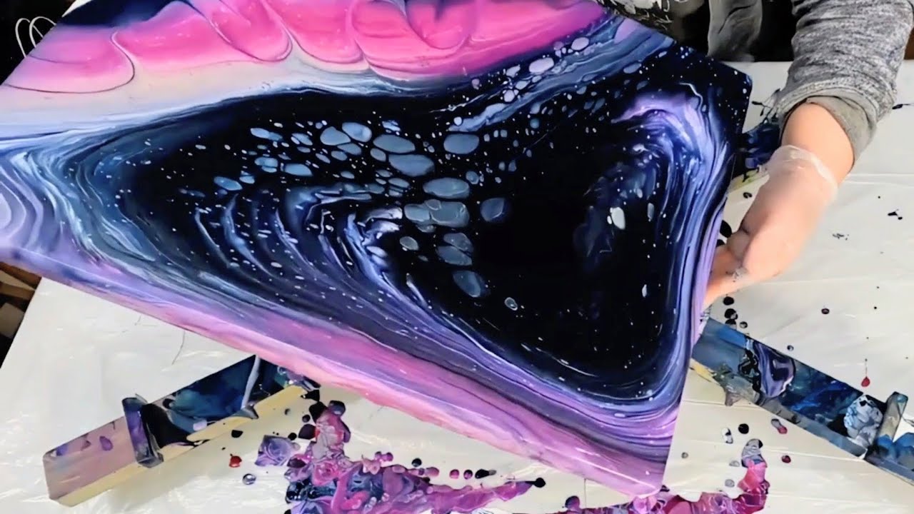 Acrylic GALAXY DIRTY POUR - Creating a Universe in paint!
