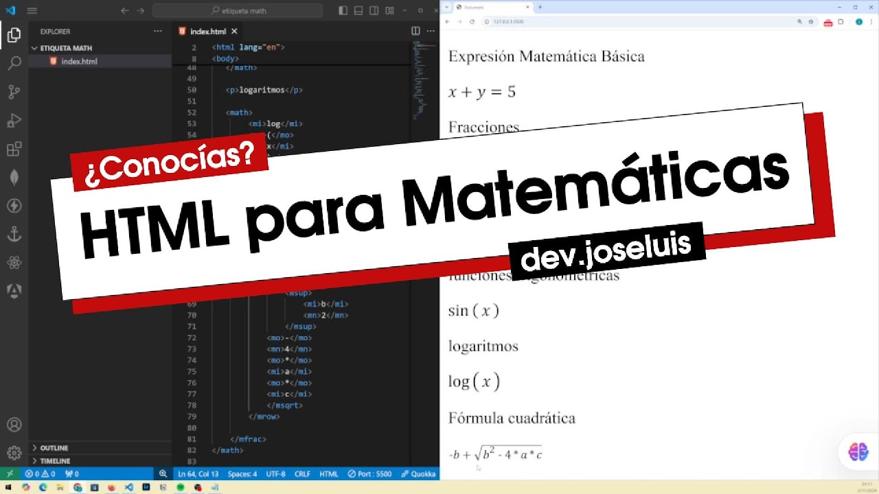 Expresiones Matemáticas en HTML5: Aprende a Usar math Fácilmente - YouTube