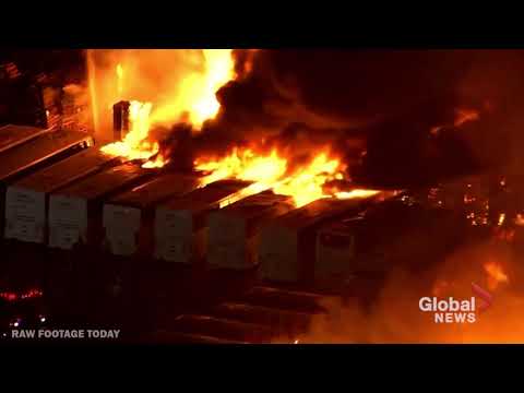 Compton, Calif. industrial area engulfed in flames, no deaths reported