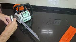 How to adjust the chain tension on a Stihl ms170 chainsaw. #michaelstoolbench #stihl #ms170 🌳