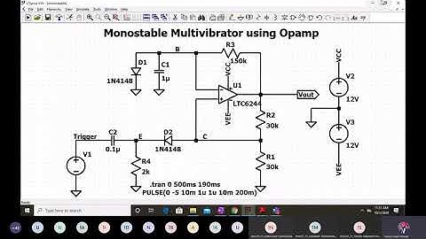 Monostable Multivibrator using Opamp Numerical