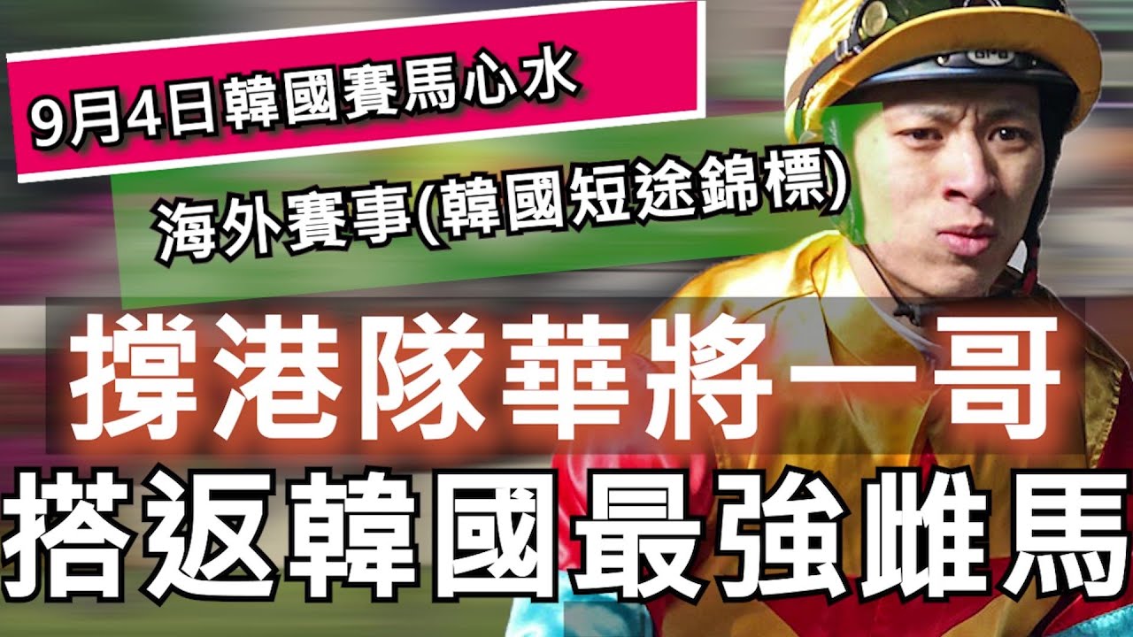 9月4日韓國越洋海外賽事hkjc 韓國短途錦標 撐港隊華將一哥搭返韓國最強雌馬 Youtube