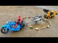 New Defender Car Accident Pulling Out Bullet Bike Jcb 3dx | Cartoon Video | jcb ki khudai | Mini Jcb
