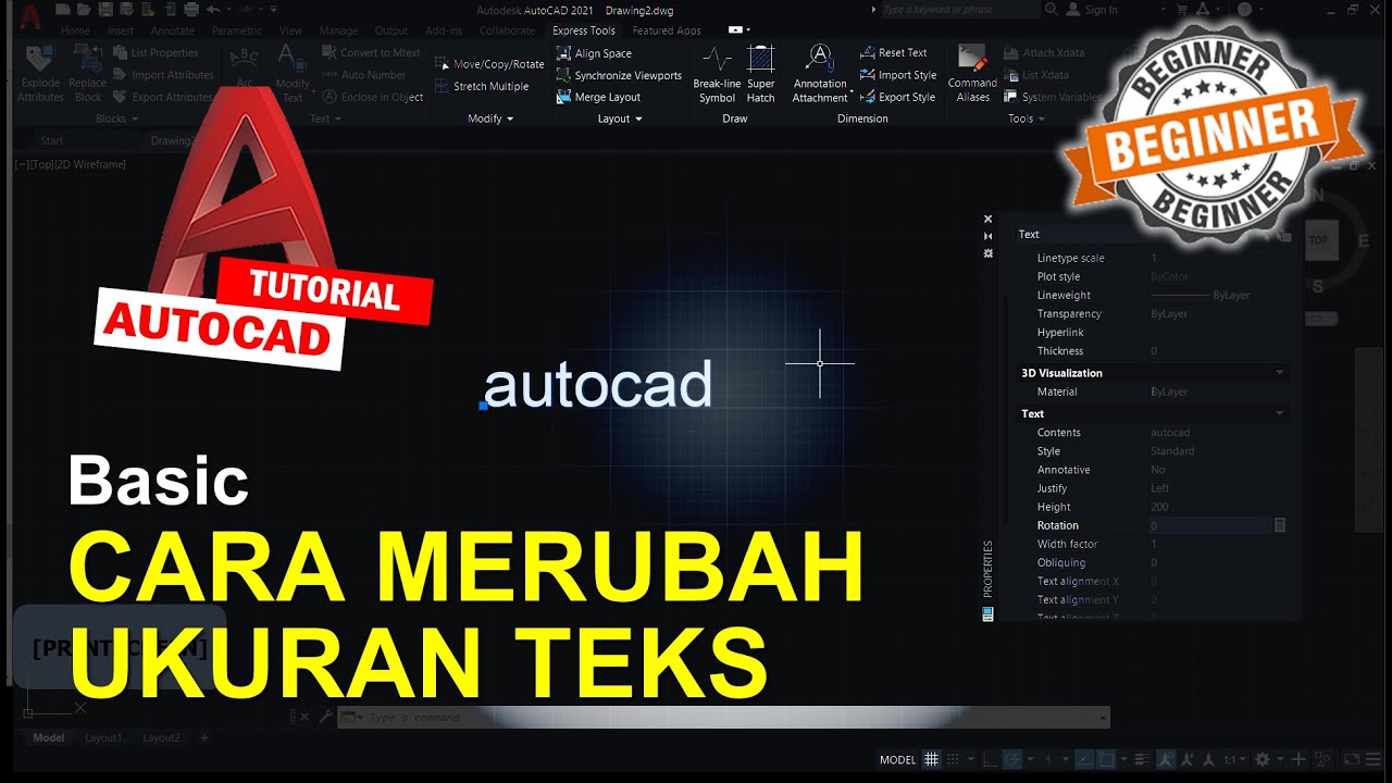 AutoCAD Cara Merubah Ukuran Teks - YouTube