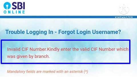 Fix SBI Forget Username Invalid CIF Number. Kindly enter the valid cif number which was given branch