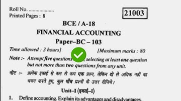 2018 Kuk BCom 1st Sem Financial Accounting Question Paper